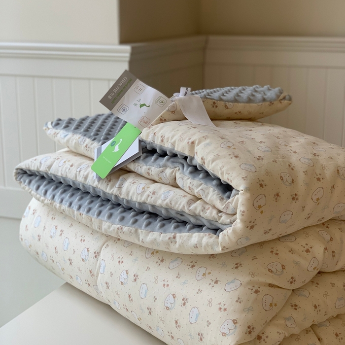 91家纺网 家纺一手货源 找家纺 汇庭 2025秋冬新款·糯米纱布双人豆豆被系列 小奶泡