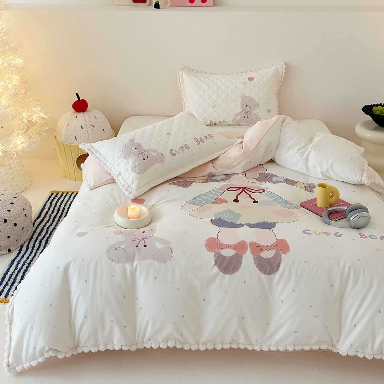 91家纺网 家纺一手货源 找家纺 （总）漫调家纺 2025新款全棉磨毛大版卡通床盖套件