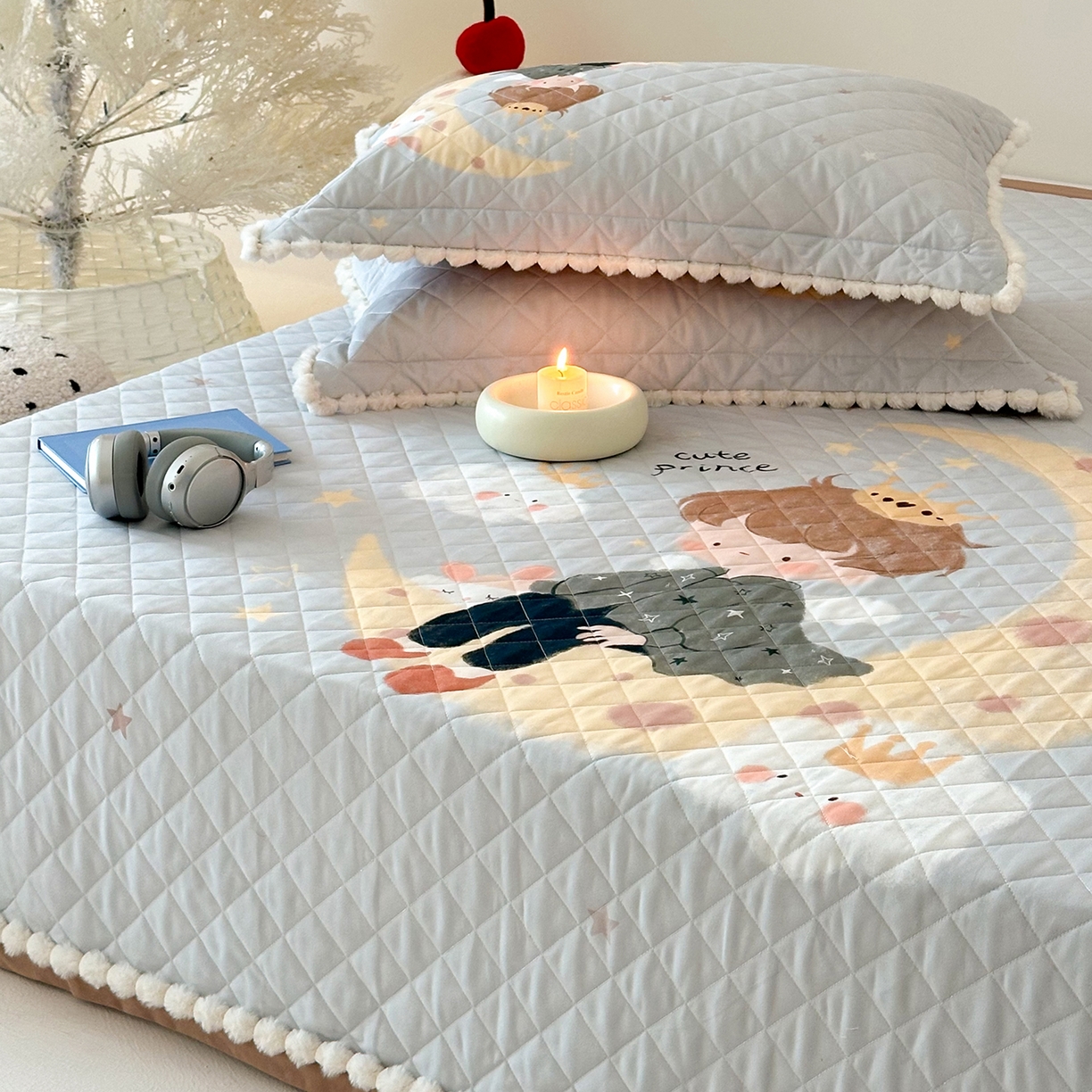 91家纺网 家纺一手货源 找家纺 漫调家纺 2025新款全棉磨毛大版卡通床盖套件 小王子