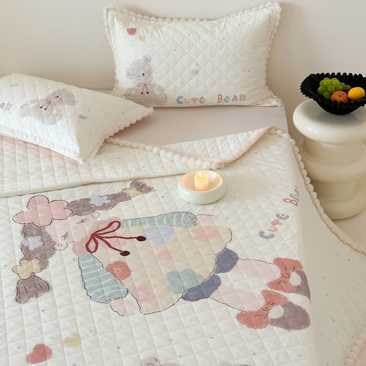 91家纺网 家纺一手货源 找家纺 （总）漫调家纺 2025新款全棉磨毛大版卡通床盖套件