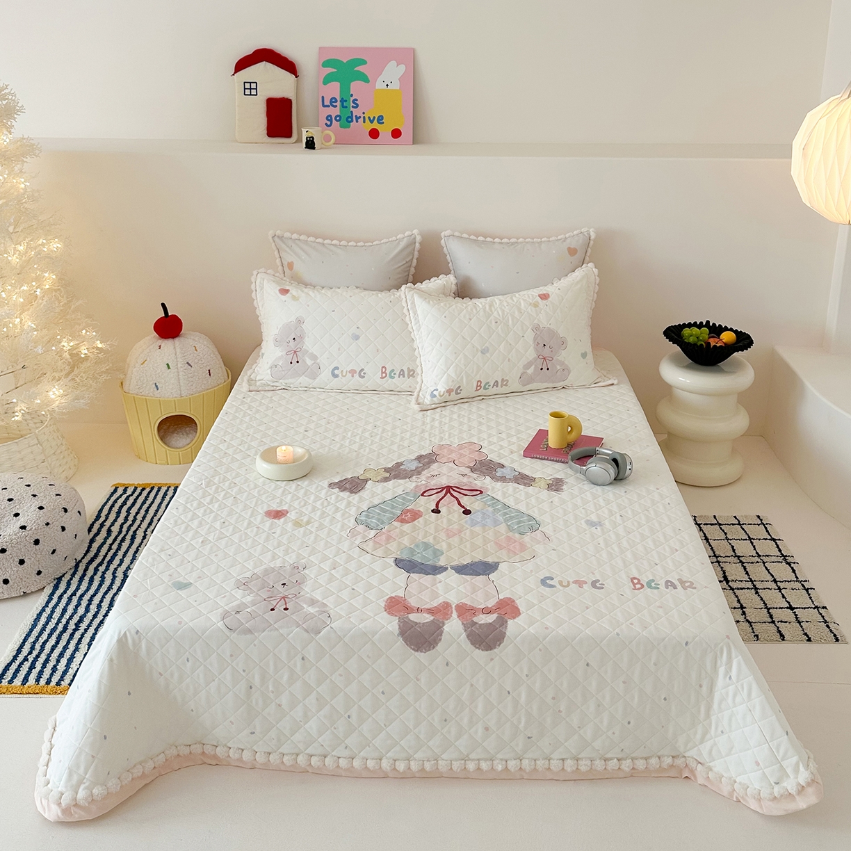 91家纺网 家纺一手货源 找家纺 （总）漫调家纺 2025新款全棉磨毛大版卡通床盖套件