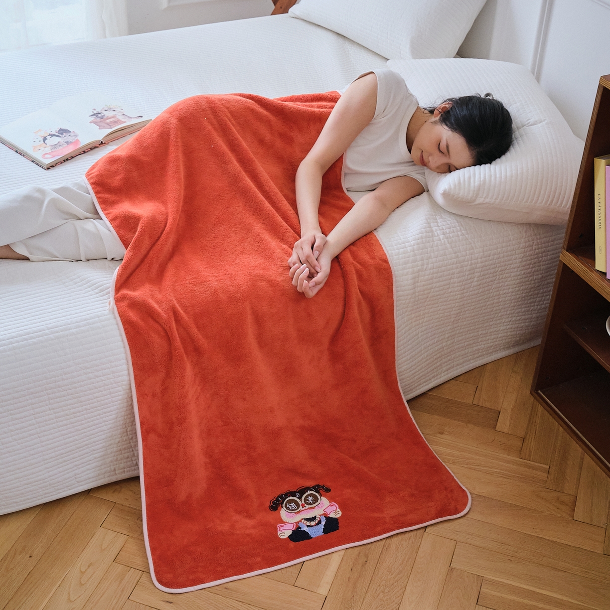 91家纺网 家纺一手货源 找家纺 沐瑟家纺 2025新款亲肤柔软珊瑚绒毛巾浴巾-富婆系列 富婆-桔红 40*80cm毛巾/条