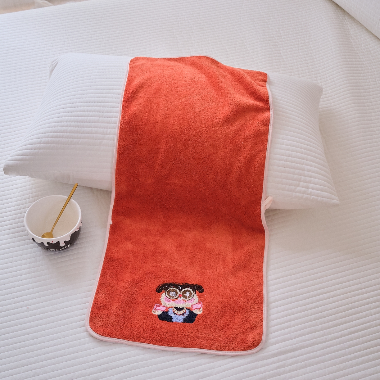 91家纺网 家纺一手货源 找家纺 沐瑟家纺 2025新款亲肤柔软珊瑚绒毛巾浴巾-富婆系列 富婆-桔红 70*140cm浴巾/条