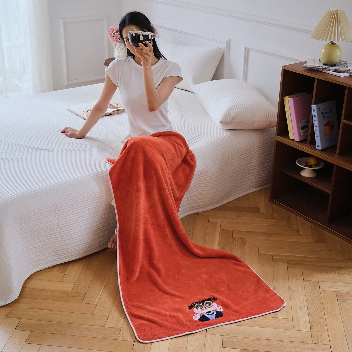 91家纺网 家纺一手货源 找家纺 沐瑟家纺 2025新款亲肤柔软珊瑚绒毛巾浴巾-富婆系列 富婆-桔红 70*140cm浴巾/条