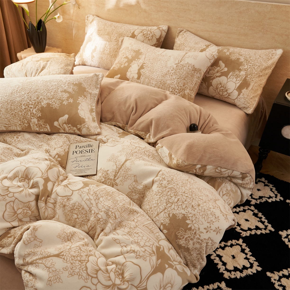 91家纺网 家纺一手货源 找家纺 （总）金鹰 2025新款雕花烂花牛奶绒四件套