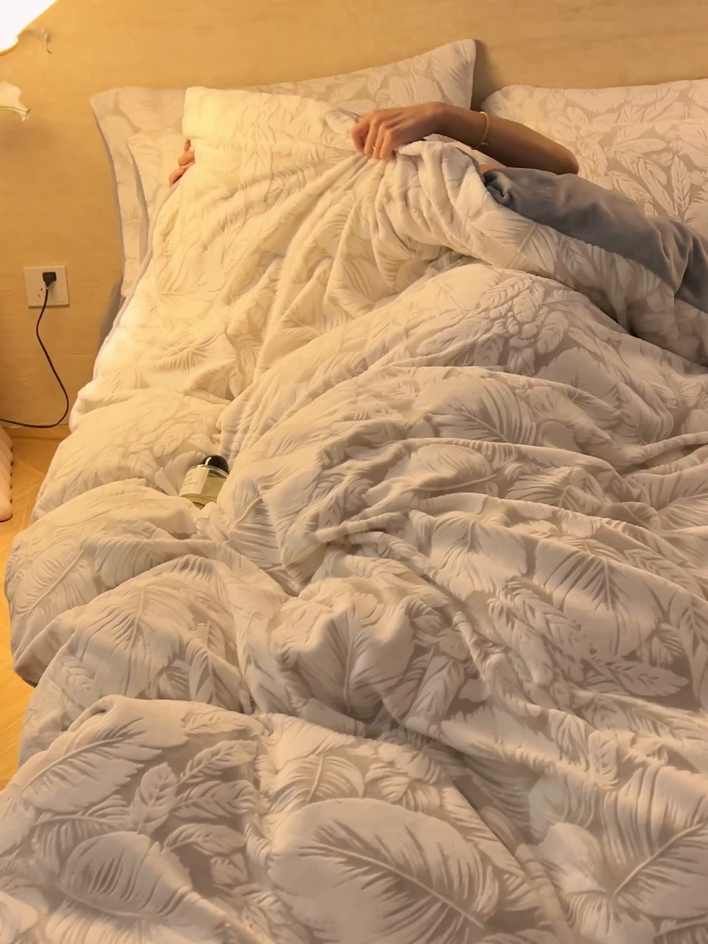 91家纺网 家纺一手货源 找家纺 金鹰 2025新款雕花烂花牛奶绒四件套 叶影