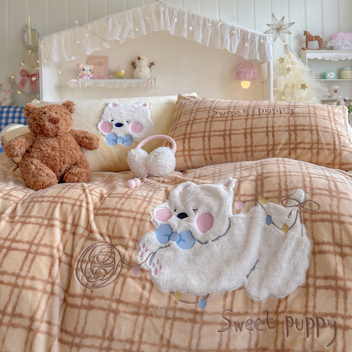 91家纺网 家纺一手货源 找家纺 罗亿家纺 2025新款A类兔毛贴布绣刺绣牛奶绒四件套-小红书推荐(提供买家秀) 毛线球西高地