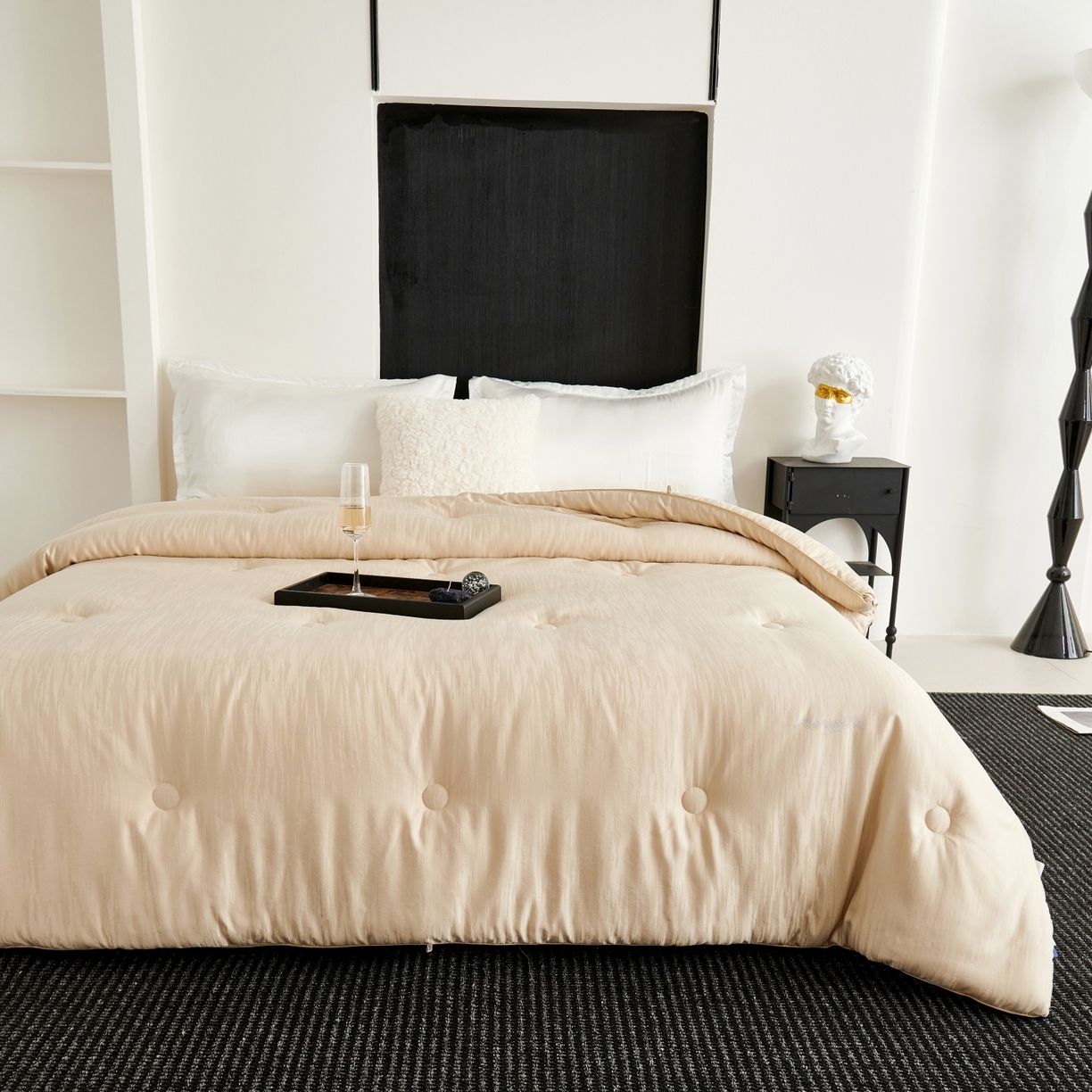 91家纺网 家纺一手货源 找家纺 CINNY馨宜 2025新款60S木本提花大豆被大豆纤维春秋被冬被子被芯 金色