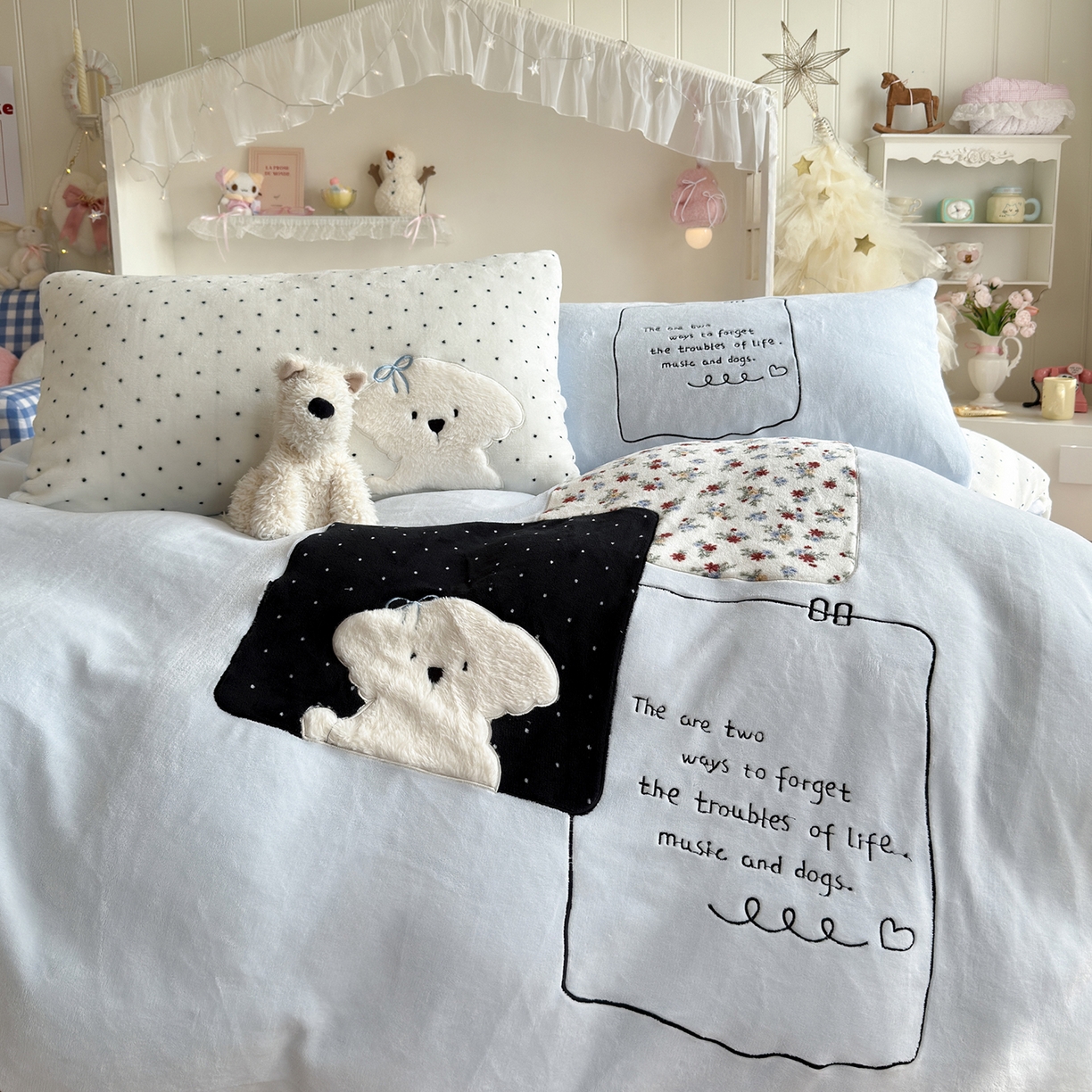 91家纺网 家纺一手货源 找家纺 罗亿家纺 2025新款A类兔毛贴布绣刺绣牛奶绒四件套-小红书推荐(提供买家秀) 赫本风小白