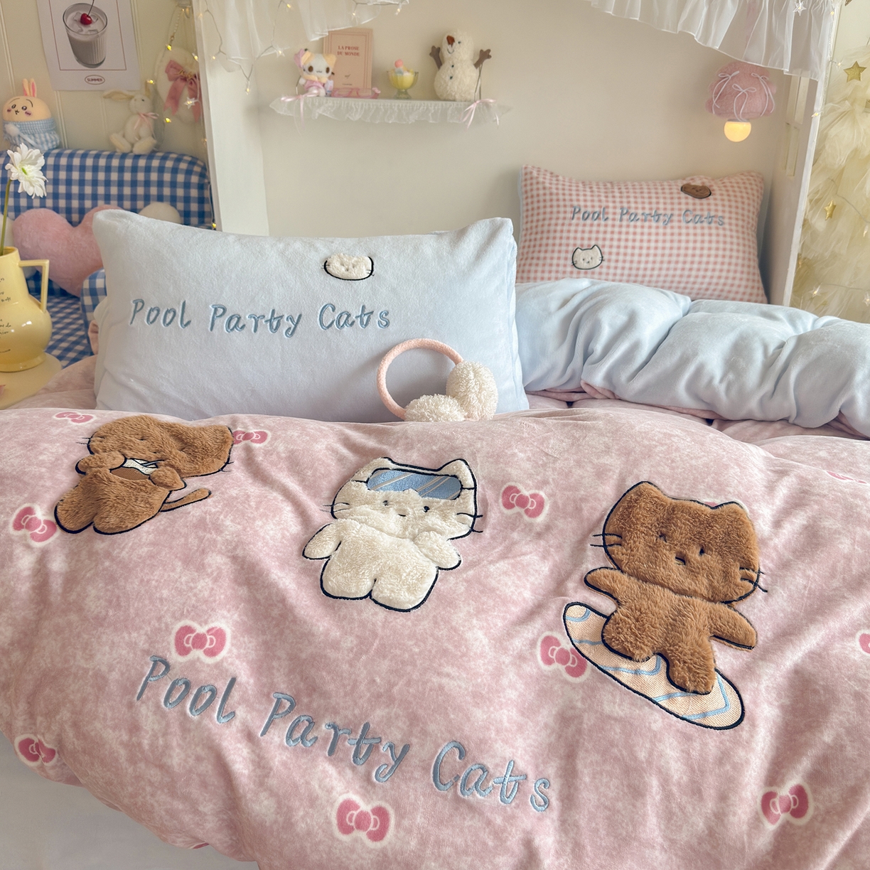 91家纺网 家纺一手货源 找家纺 罗亿家纺 2025新款A类兔毛贴布绣刺绣牛奶绒四件套-小红书推荐(提供买家秀) 三小只