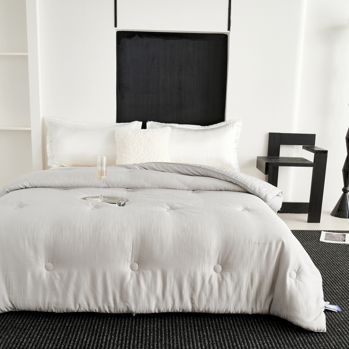 91家纺网 家纺一手货源 找家纺 CINNY馨宜 2025新款60S木本提花大豆被大豆纤维春秋被冬被子被芯 灰色