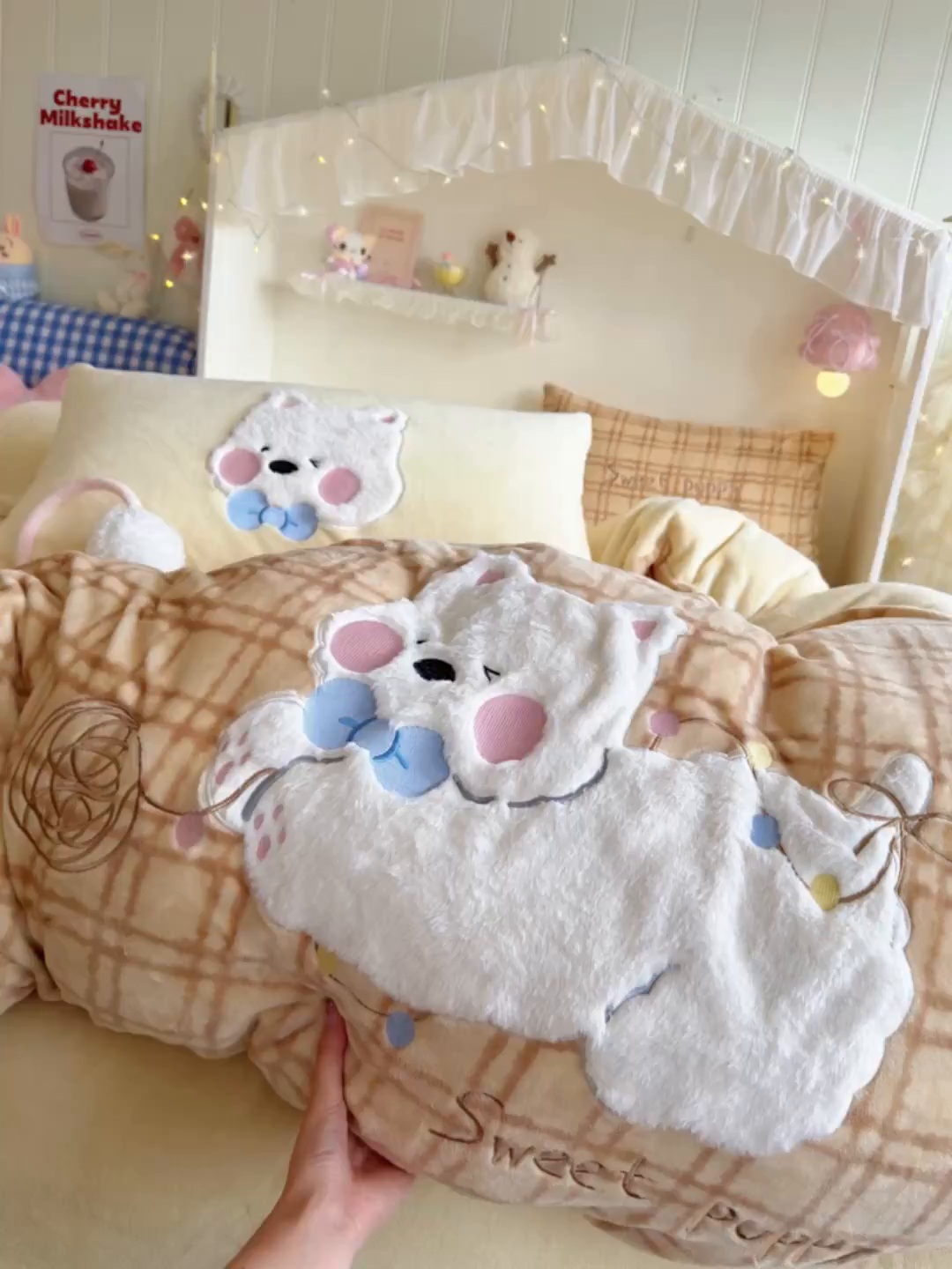 91家纺网 家纺一手货源 找家纺 罗亿家纺 2025新款A类兔毛贴布绣刺绣牛奶绒四件套-小红书推荐(提供买家秀) 毛线球西高地