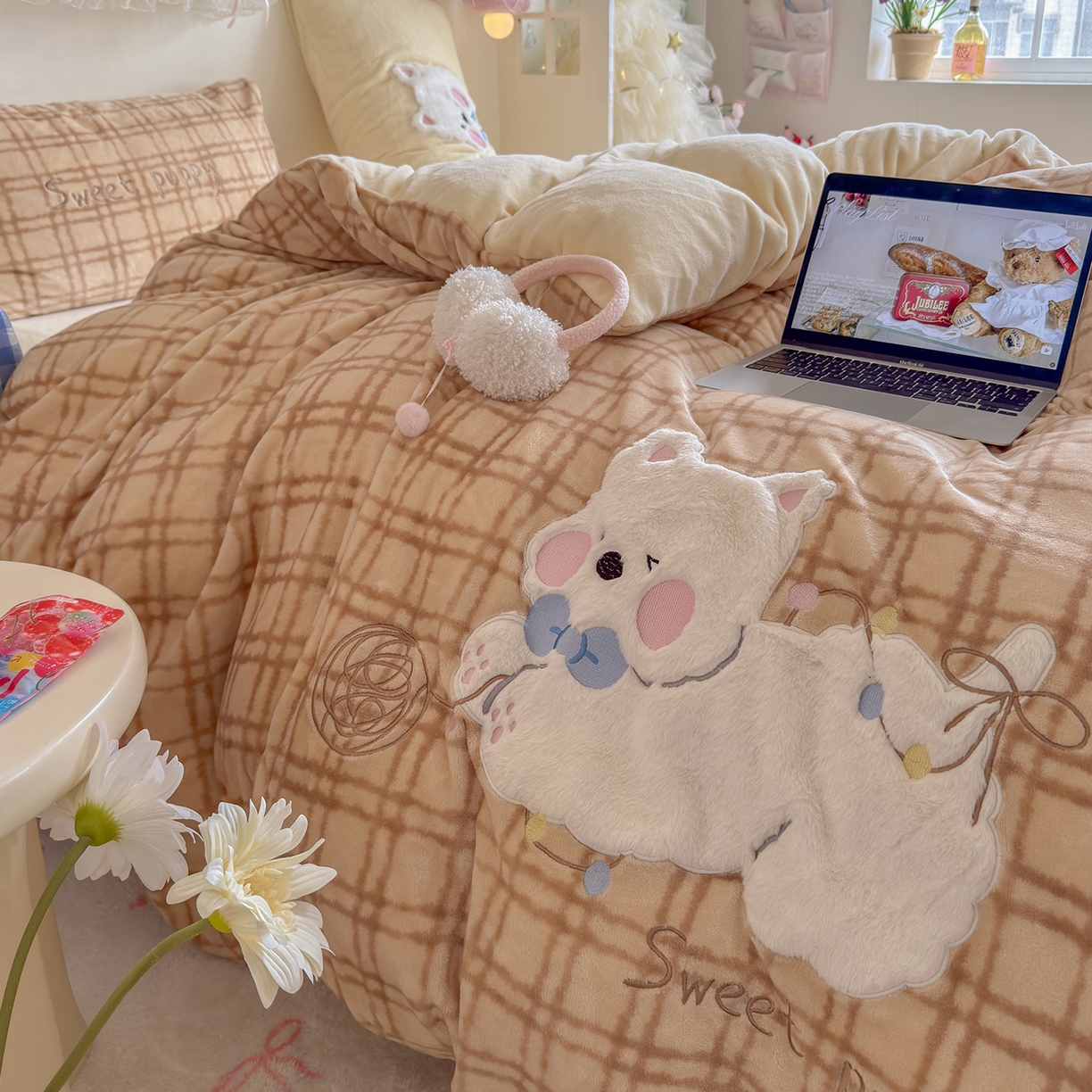 91家纺网 家纺一手货源 找家纺 （总）罗亿家纺 2025新款A类兔毛贴布绣刺绣牛奶绒四件套-小红书推荐(提供买家秀)