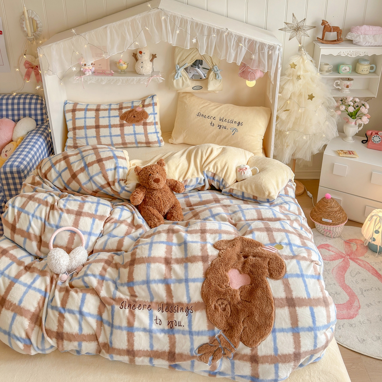 91家纺网 家纺一手货源 找家纺 罗亿家纺 2025新款A类兔毛贴布绣刺绣牛奶绒四件套-小红书推荐(提供买家秀) 帽子puppy