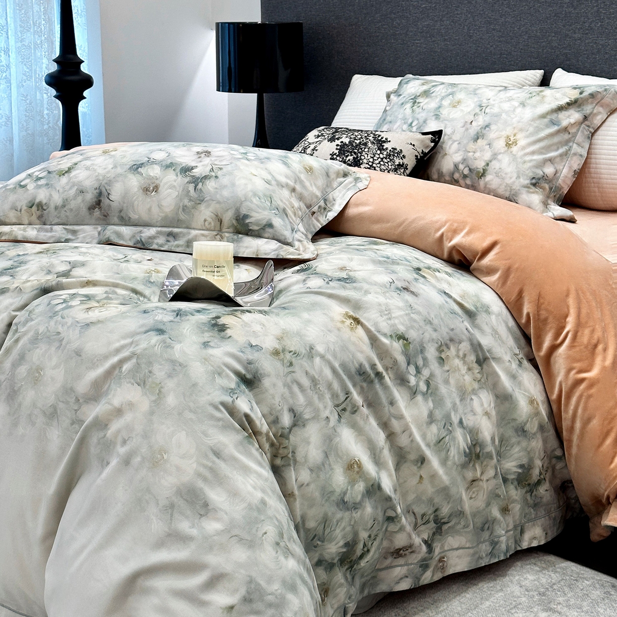 91家纺网 家纺一手货源 找家纺 JUICY 橘滋家纺 2025新款柔美治愈系磨毛宝宝绒系列四件套 蔷薇物语