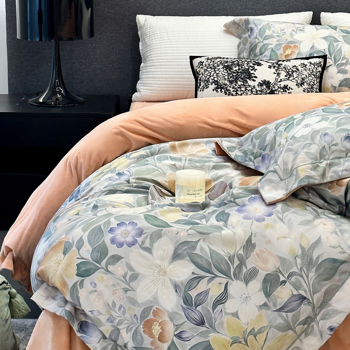 91家纺网 家纺一手货源 找家纺 JUICY 橘滋家纺 2025新款柔美治愈系磨毛宝宝绒系列四件套 香榭丽舍