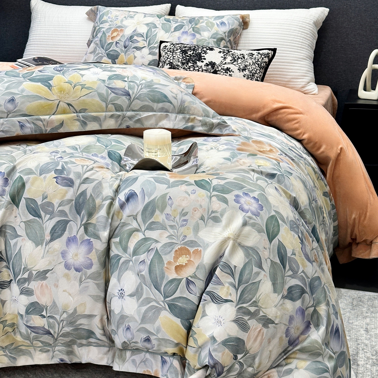 91家纺网 家纺一手货源 找家纺 JUICY 橘滋家纺 2025新款柔美治愈系磨毛宝宝绒系列四件套 香榭丽舍