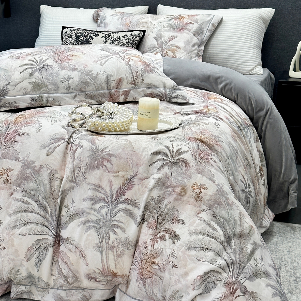 91家纺网 家纺一手货源 找家纺 JUICY 橘滋家纺 2025新款柔美治愈系磨毛宝宝绒系列四件套 戛纳秋曲