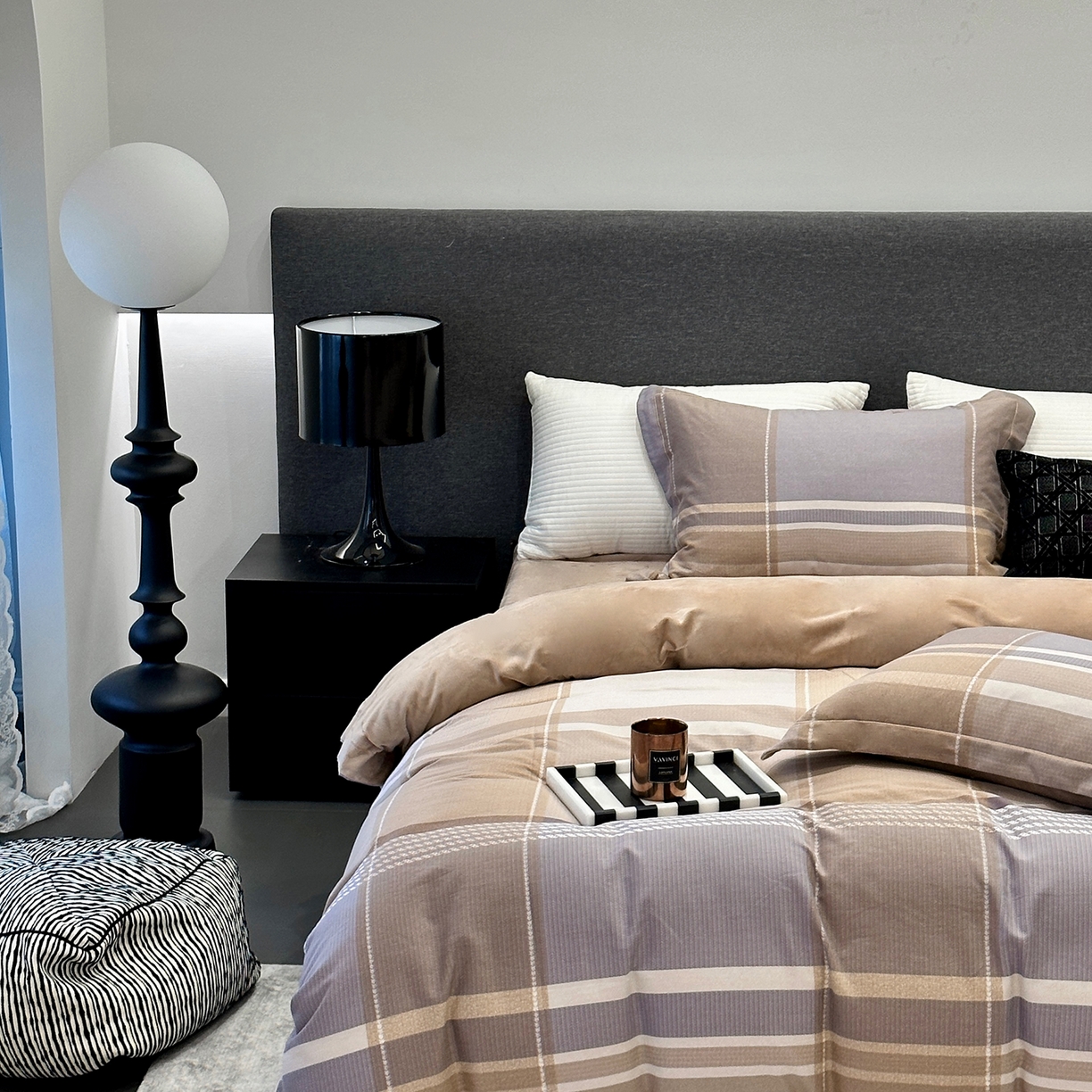 91家纺网 家纺一手货源 找家纺 JUICY 橘滋家纺 2025新款柔美治愈系磨毛宝宝绒系列四件套 曼彻斯特