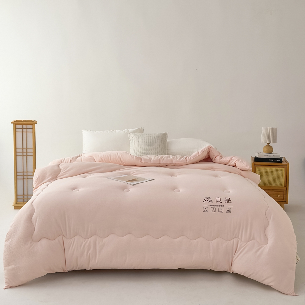 91家纺网 家纺一手货源 找家纺 蓝雀翎 2025新款10%针织糯糯棉大豆单被被子被芯 粉色