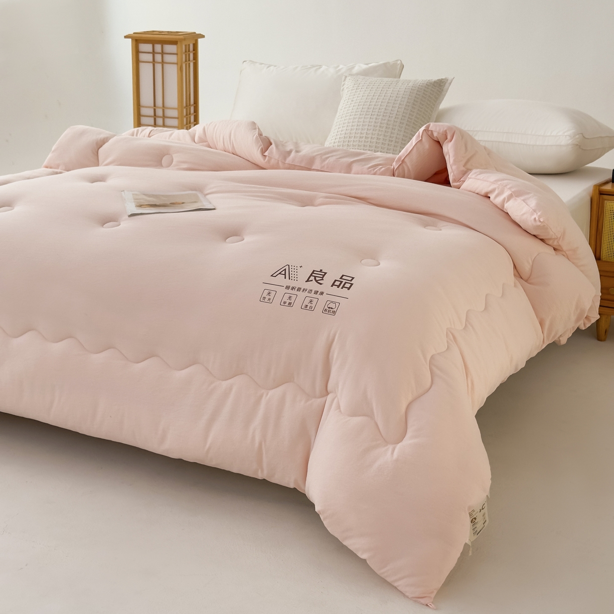 91家纺网 家纺一手货源 找家纺 蓝雀翎 2025新款10%针织糯糯棉大豆单被被子被芯 粉色