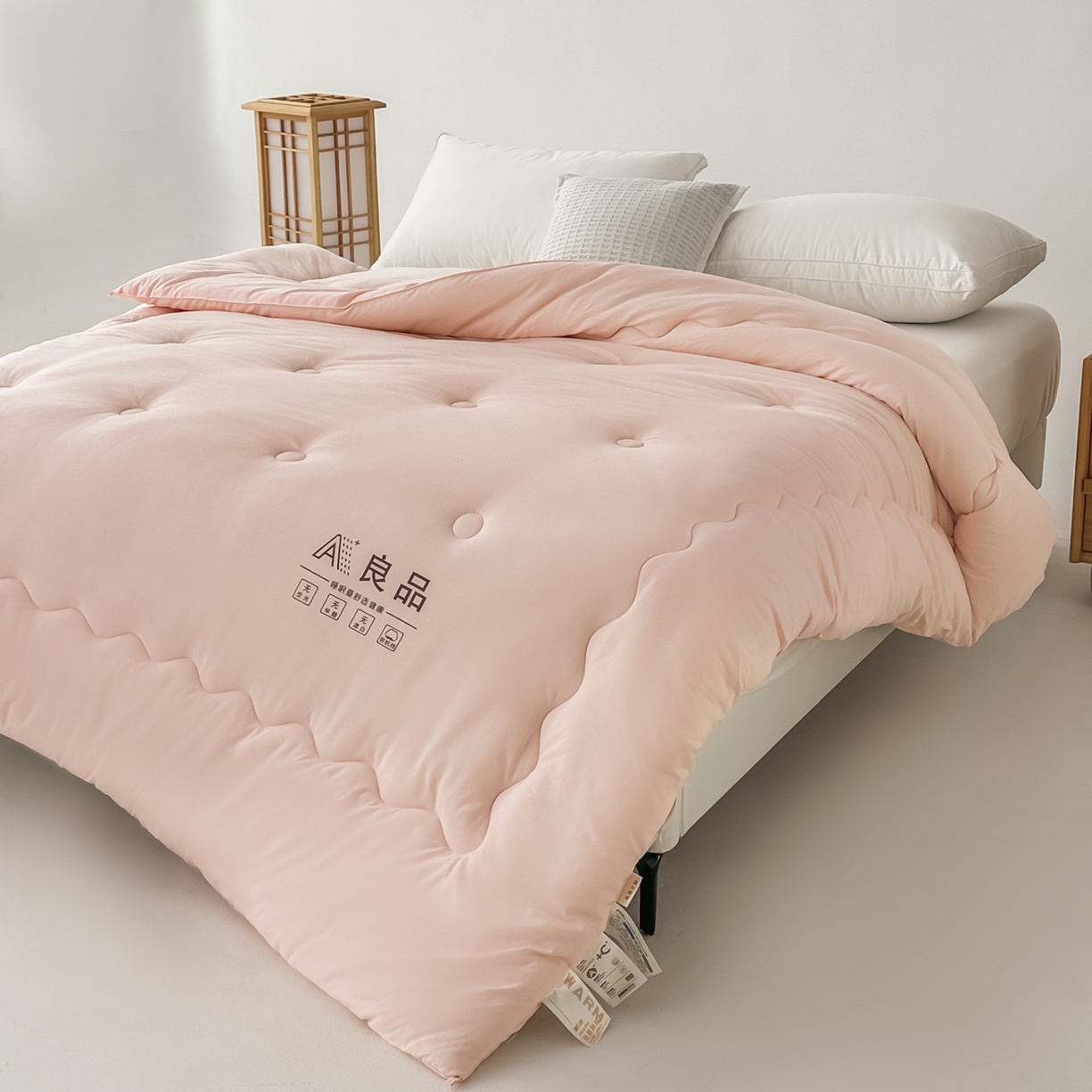 91家纺网 家纺一手货源 找家纺 蓝雀翎 2025新款10%针织糯糯棉大豆单被被子被芯 粉色
