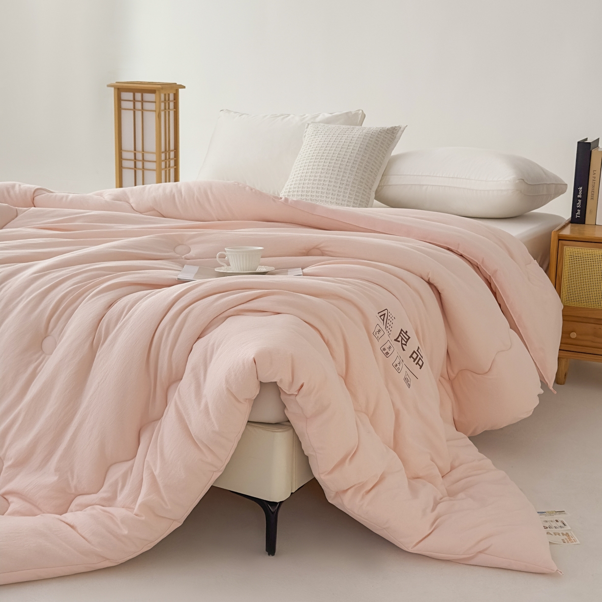 91家纺网 家纺一手货源 找家纺 蓝雀翎 2025新款10%针织糯糯棉大豆单被被子被芯 粉色