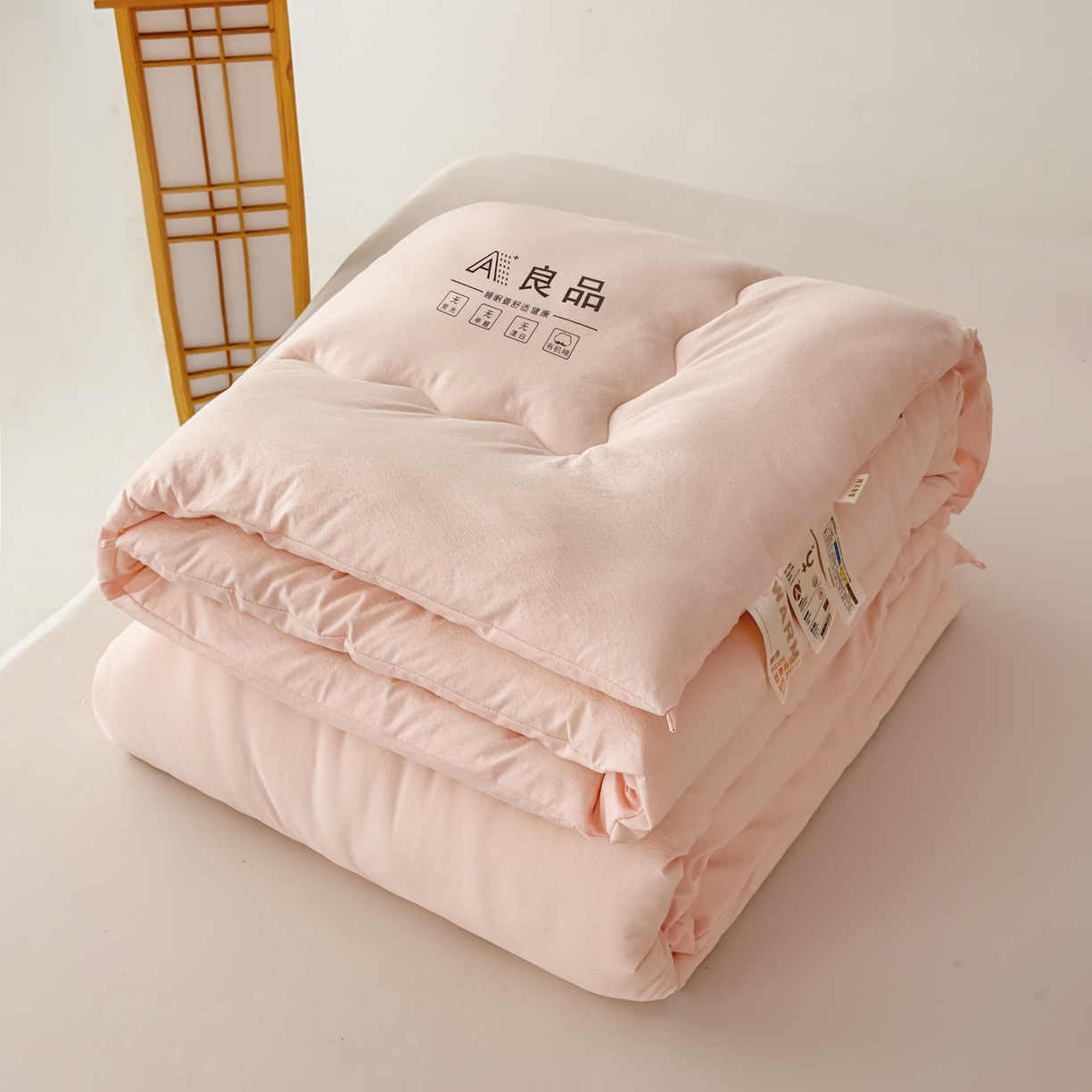 91家纺网 家纺一手货源 找家纺 蓝雀翎 2025新款10%针织糯糯棉大豆单被被子被芯 粉色