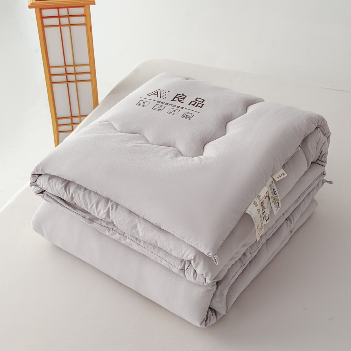 91家纺网 家纺一手货源 找家纺 蓝雀翎 2025新款10%针织糯糯棉大豆单被被子被芯 灰色