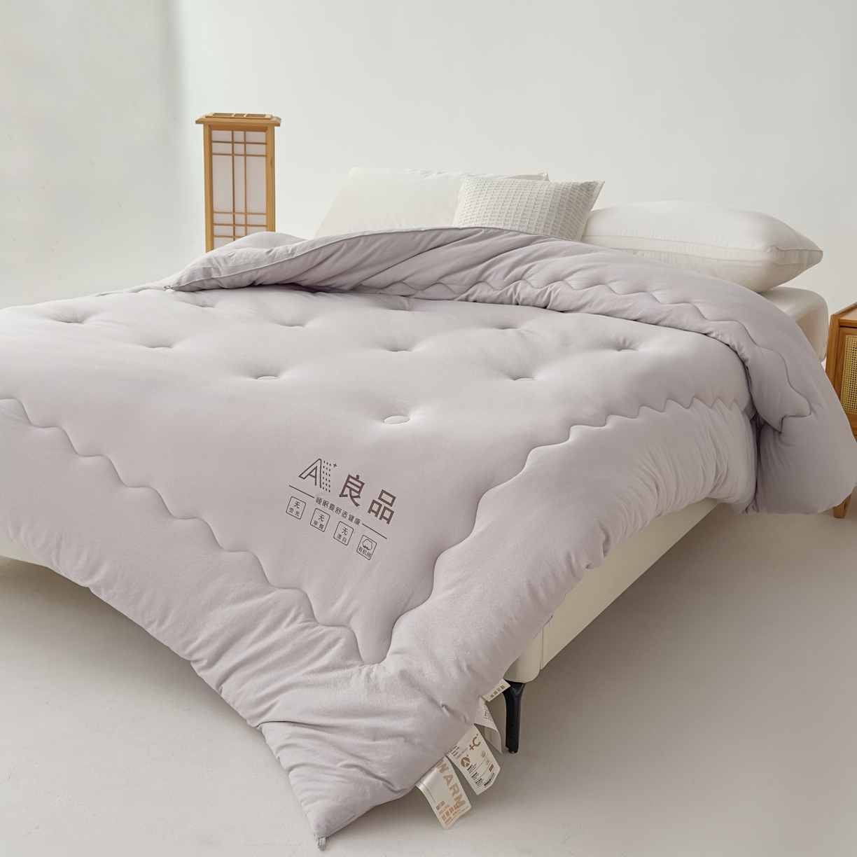 91家纺网 家纺一手货源 找家纺 蓝雀翎 2025新款10%针织糯糯棉大豆单被被子被芯 灰色