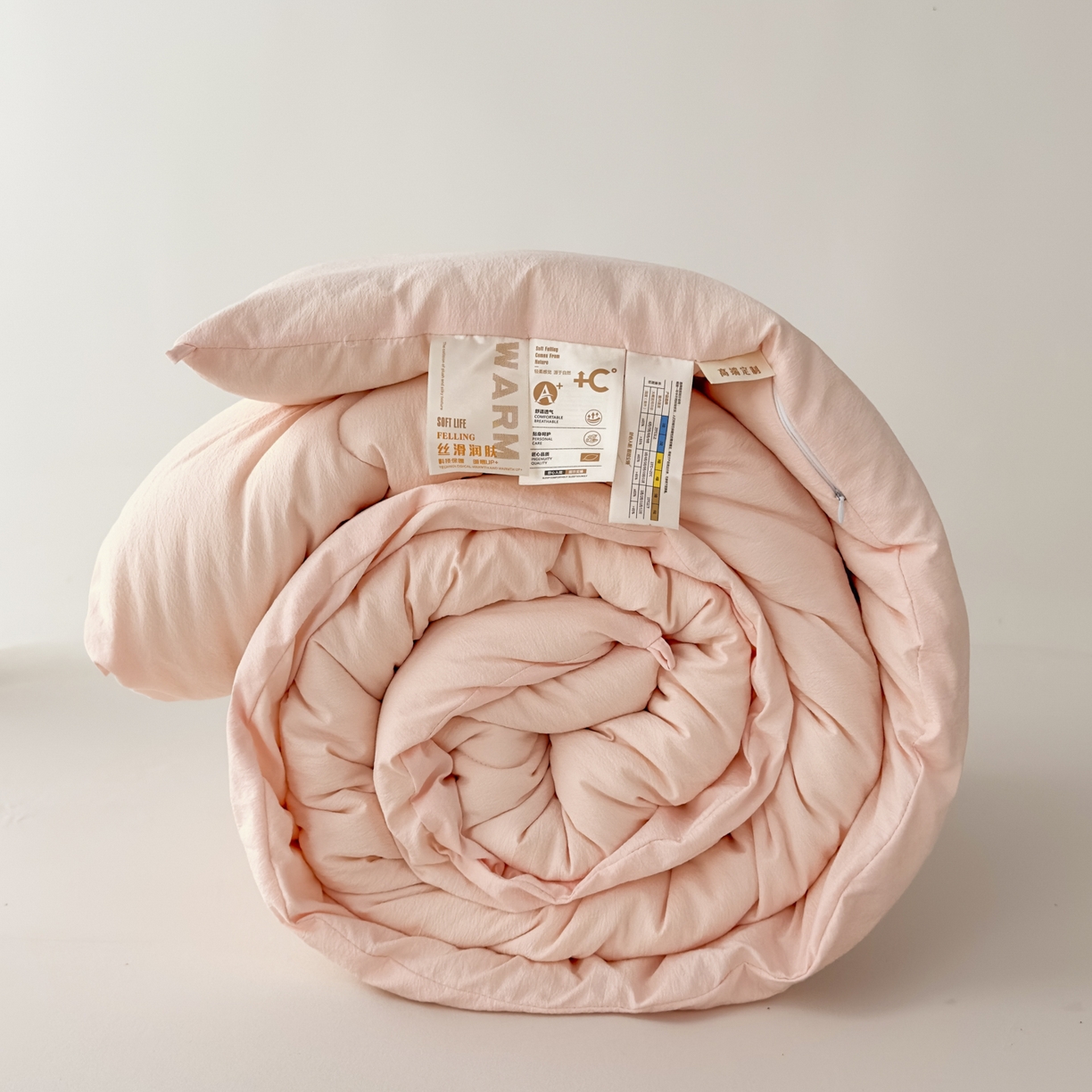 91家纺网 家纺一手货源 找家纺 蓝雀翎 2025新款10%针织糯糯棉大豆单被被子被芯 粉色