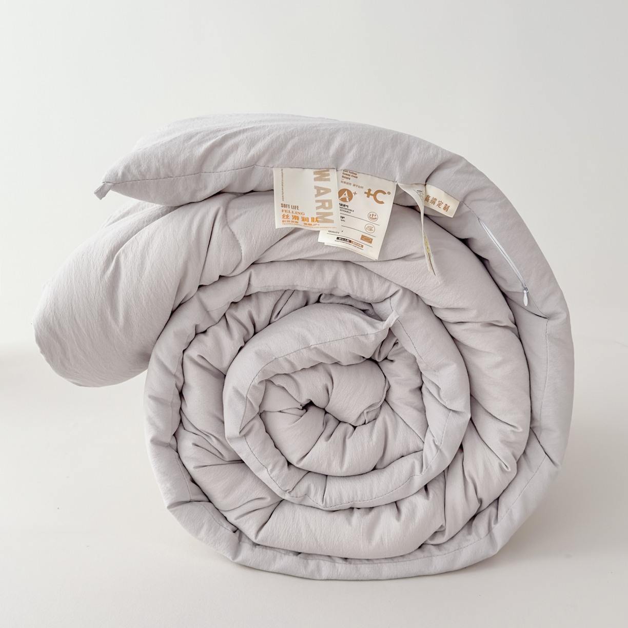 91家纺网 家纺一手货源 找家纺 蓝雀翎 2025新款10%针织糯糯棉大豆单被被子被芯 灰色