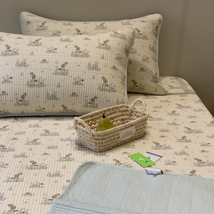 91家纺网 家纺一手货源 找家纺 汇庭 2025秋冬新款·全棉床盖三件套 故事兔庄园