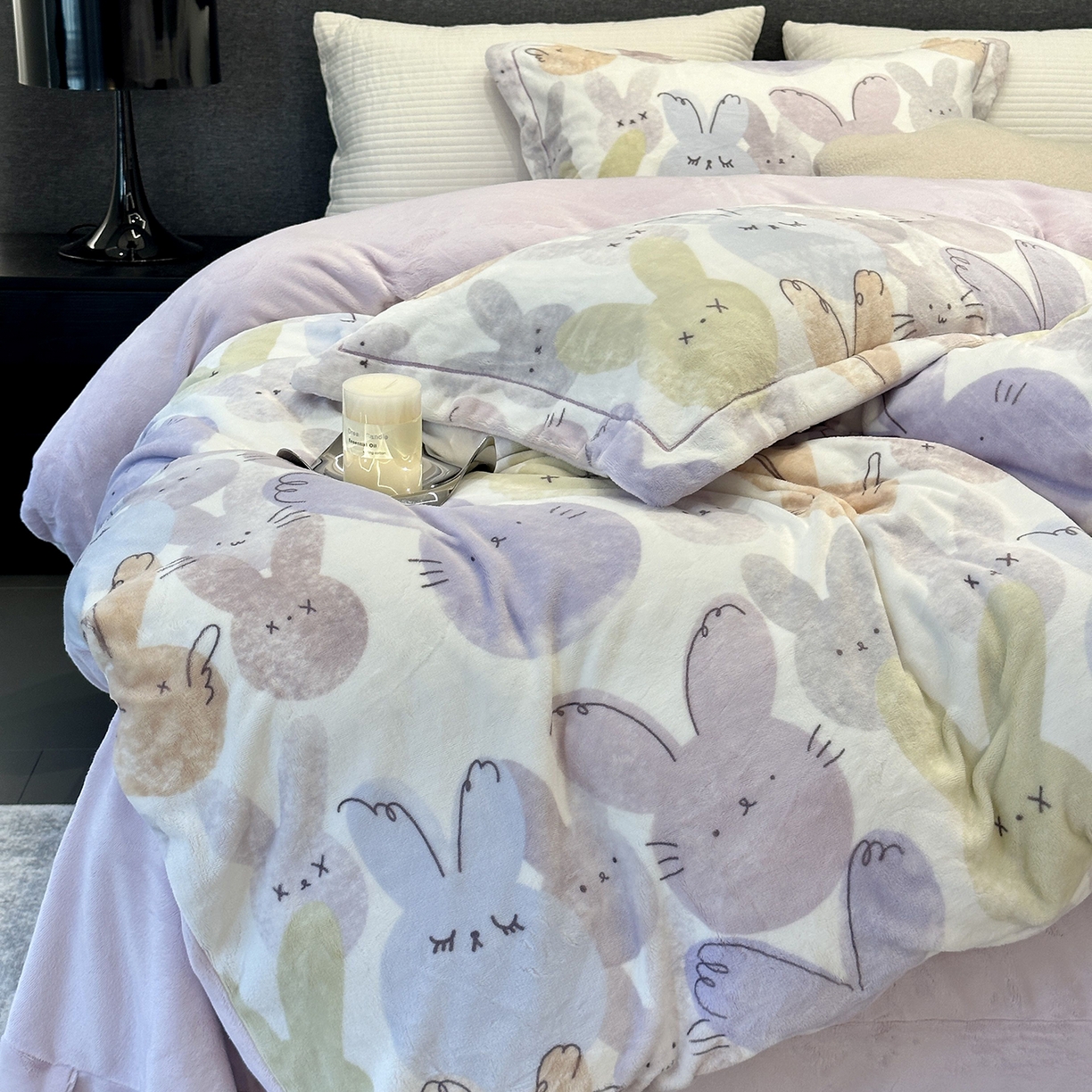 91家纺网 家纺一手货源 找家纺 （总）JUICY 橘滋家纺 2025新款浪漫丰盈牛奶臻棉绒印花系列四件套