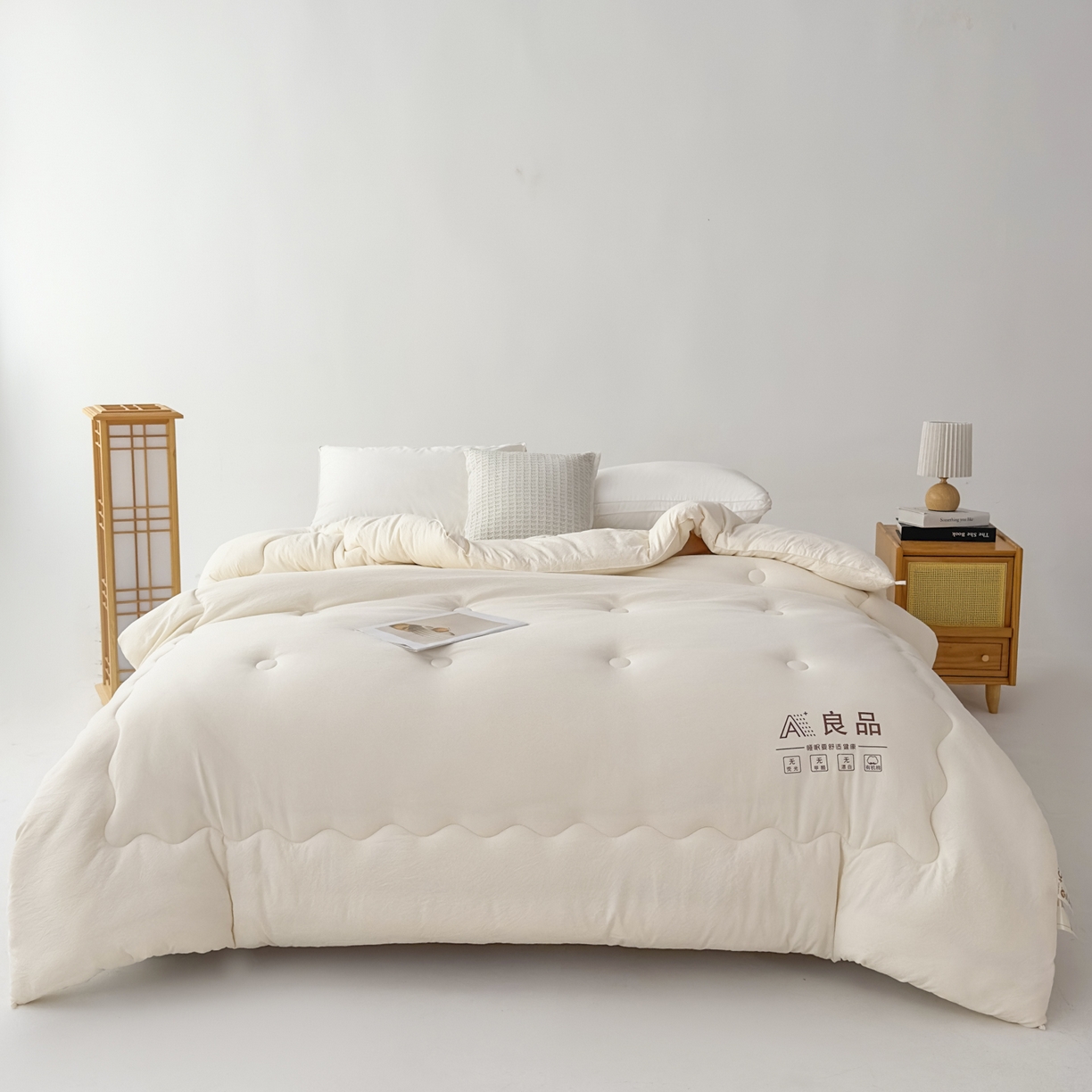 91家纺网 家纺一手货源 找家纺 蓝雀翎 2025新款10%针织糯糯棉大豆单被被子被芯 白色
