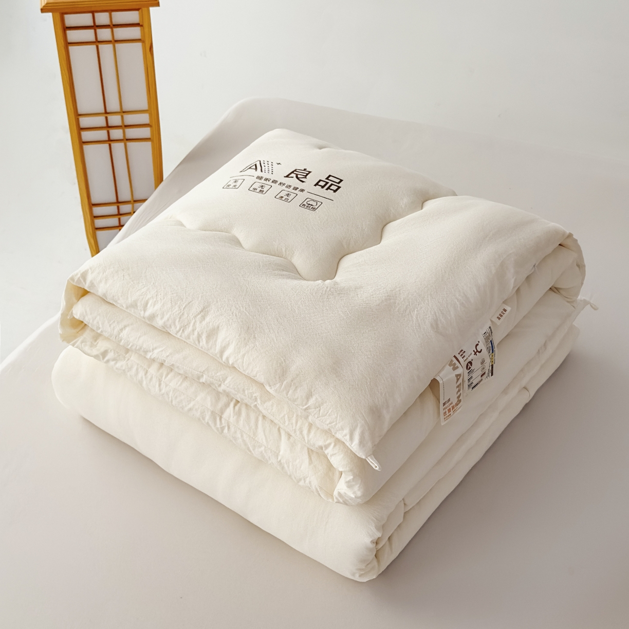 91家纺网 家纺一手货源 找家纺 蓝雀翎 2025新款10%针织糯糯棉大豆单被被子被芯 白色