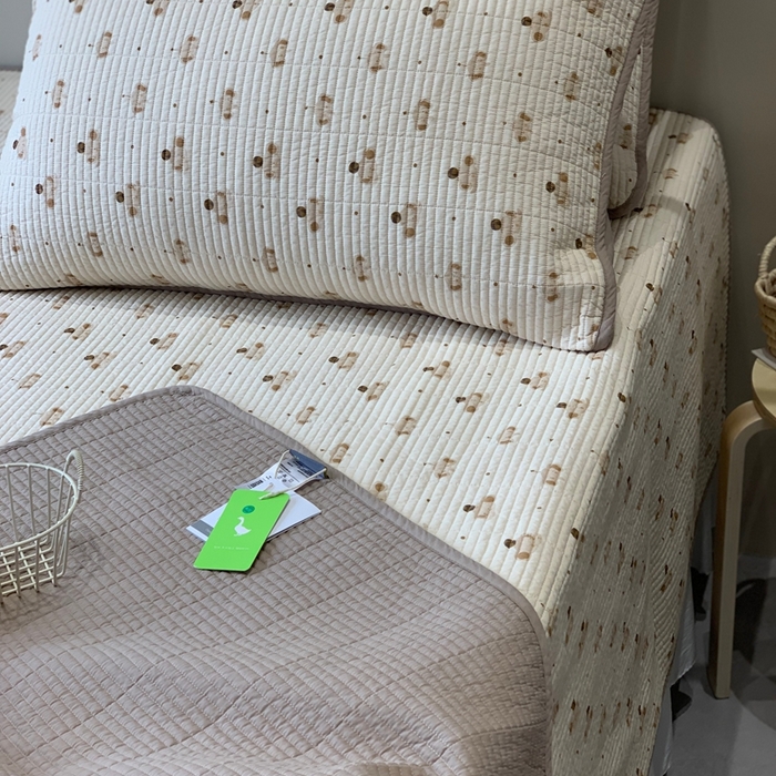 91家纺网 家纺一手货源 找家纺 汇庭 2025秋冬新款·全棉床盖三件套 咖啡小象