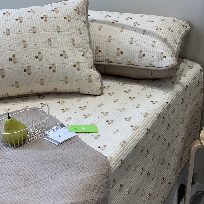 91家纺网 家纺一手货源 找家纺 汇庭 2025秋冬新款·全棉床盖三件套 咖啡小象