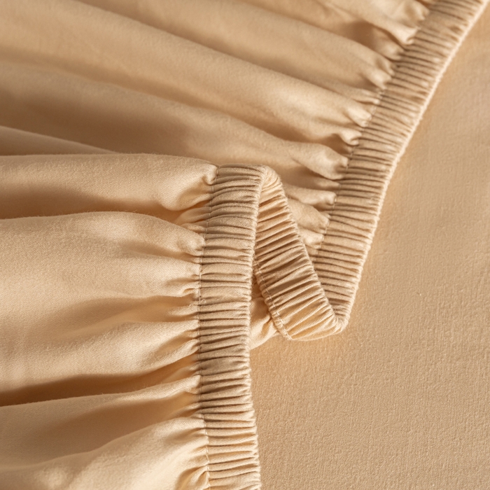 91家纺网 家纺一手货源 找家纺 秀色家纺 2025高端长绒棉贡缎加厚磨毛纯棉单件床笠三件套床罩全棉床垫保护套50s 冬禧-奶油