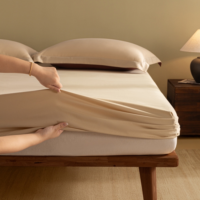 91家纺网 家纺一手货源 找家纺 秀色家纺 2025高端长绒棉贡缎加厚磨毛纯棉单件床笠三件套床罩全棉床垫保护套50s 冬禧-奶油