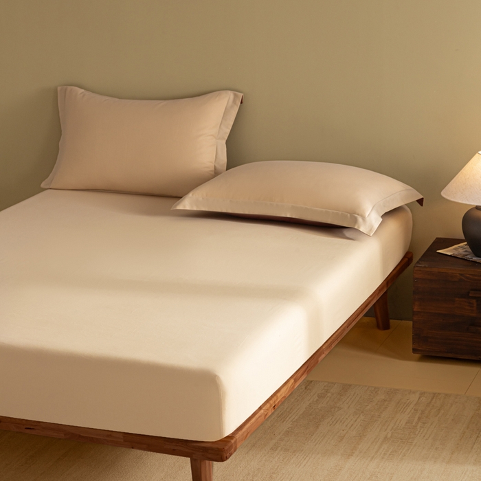 91家纺网 家纺一手货源 找家纺 秀色家纺 2025高端长绒棉贡缎加厚磨毛纯棉单件床笠三件套床罩全棉床垫保护套50s 冬禧-奶油