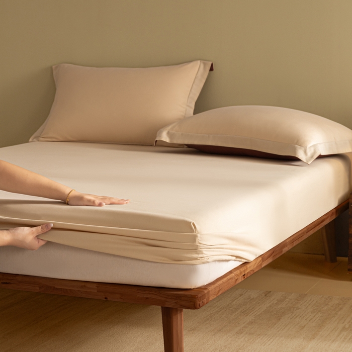 91家纺网 家纺一手货源 找家纺 秀色家纺 2025高端长绒棉贡缎加厚磨毛纯棉单件床笠三件套床罩全棉床垫保护套50s 冬禧-奶油