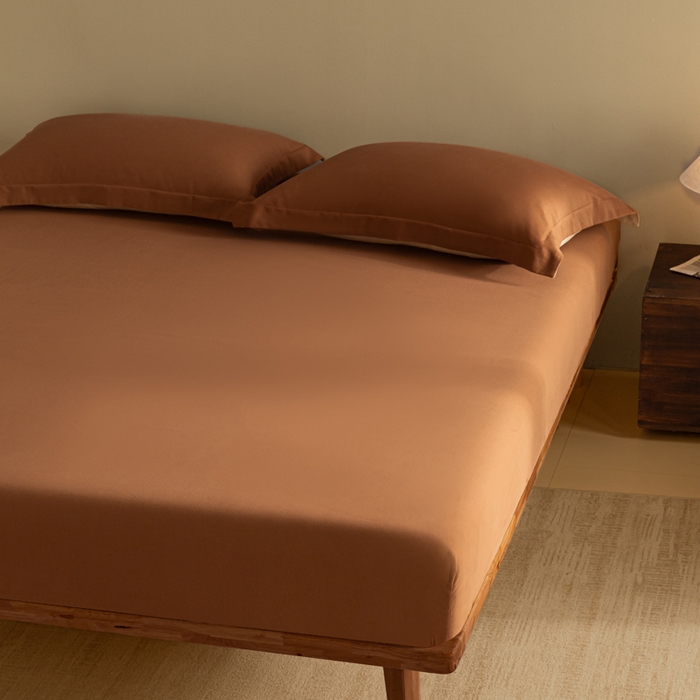 91家纺网 家纺一手货源 找家纺 秀色家纺 2025高端长绒棉贡缎加厚磨毛纯棉单件床笠三件套床罩全棉床垫保护套50s 冬禧-深栗色