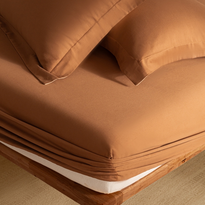 91家纺网 家纺一手货源 找家纺 秀色家纺 2025高端长绒棉贡缎加厚磨毛纯棉单件床笠三件套床罩全棉床垫保护套50s 冬禧-深栗色