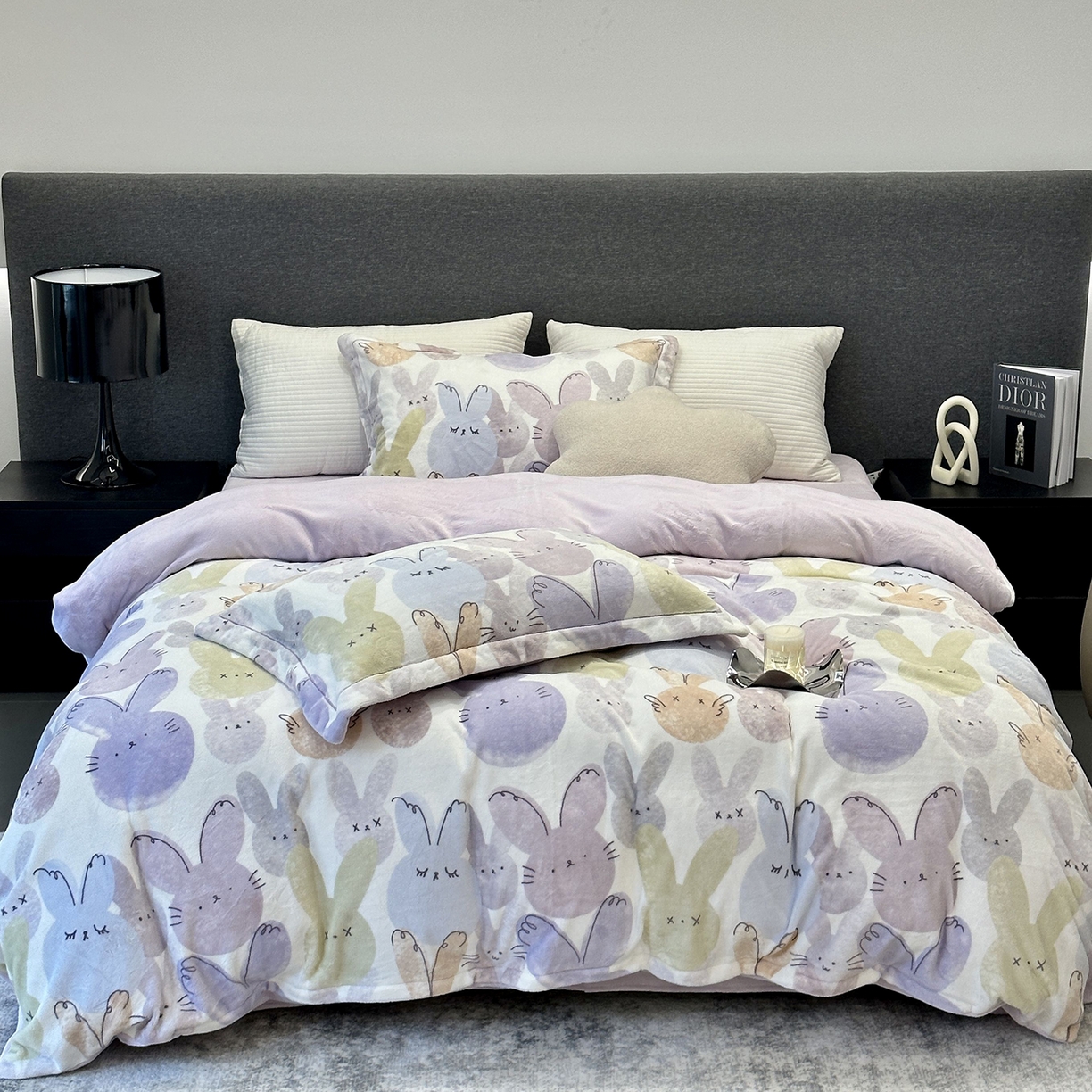 JUICY 橘滋家纺 2025新款浪漫丰盈牛奶臻棉绒印花系列四件套 波尼兔