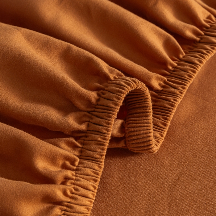 91家纺网 家纺一手货源 找家纺 秀色家纺 2025高端长绒棉贡缎加厚磨毛纯棉单件床笠三件套床罩全棉床垫保护套50s 冬禧-晚霞橙