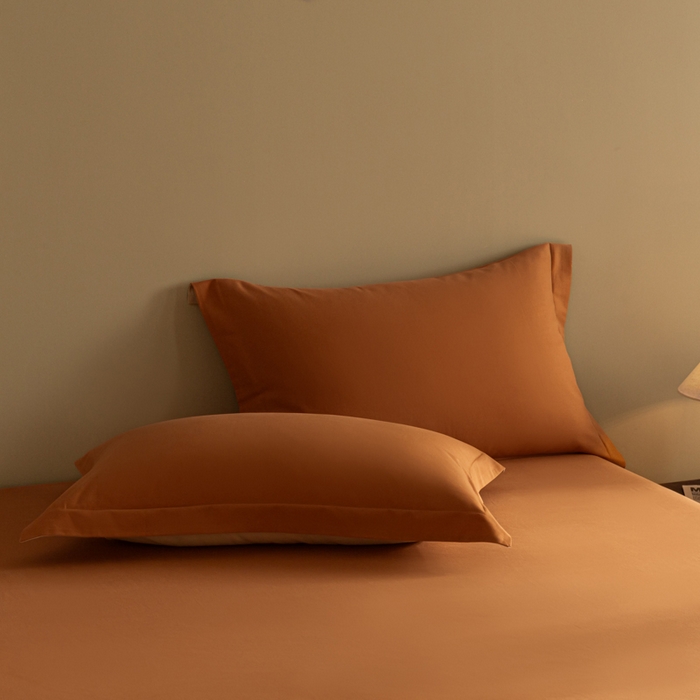 91家纺网 家纺一手货源 找家纺 秀色家纺 2025高端长绒棉贡缎加厚磨毛纯棉单件床笠三件套床罩全棉床垫保护套50s 冬禧-晚霞橙