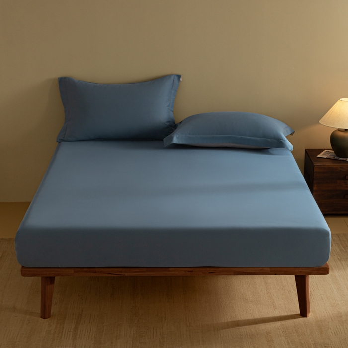 91家纺网 家纺一手货源 找家纺 秀色家纺 2025高端长绒棉贡缎加厚磨毛纯棉单件床笠三件套床罩全棉床垫保护套50s 冬禧-蔚蓝