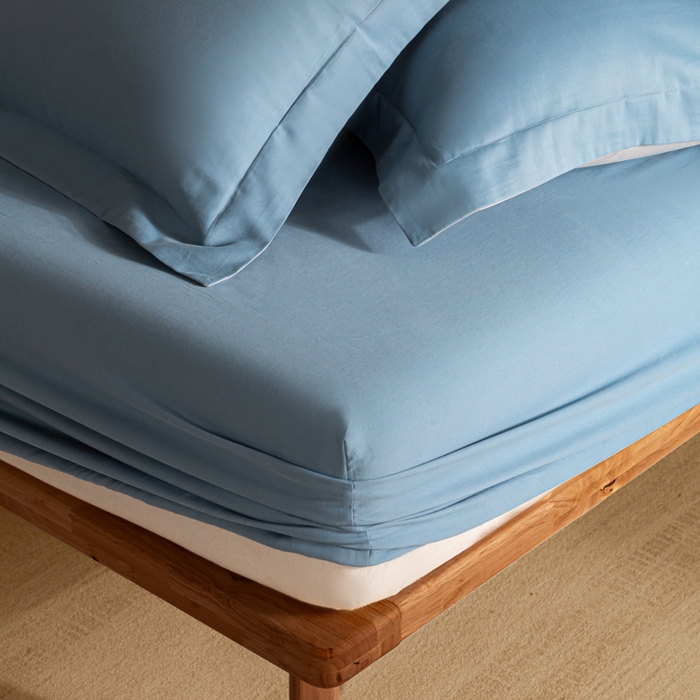 91家纺网 家纺一手货源 找家纺 秀色家纺 2025高端长绒棉贡缎加厚磨毛纯棉单件床笠三件套床罩全棉床垫保护套50s 冬禧-蔚蓝