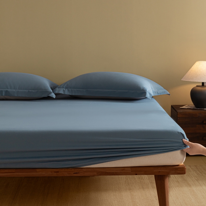 91家纺网 家纺一手货源 找家纺 秀色家纺 2025高端长绒棉贡缎加厚磨毛纯棉单件床笠三件套床罩全棉床垫保护套50s 冬禧-蔚蓝